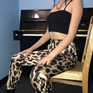 NEVER WORN leopard pants in soft satin material